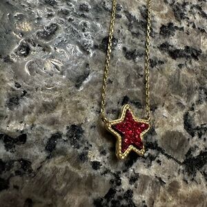 Kendra Scott Gold Star Necklace with Red Accents